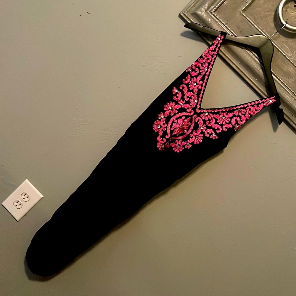 INC International Concepts navy and pink embroidered detail. dress. Size S